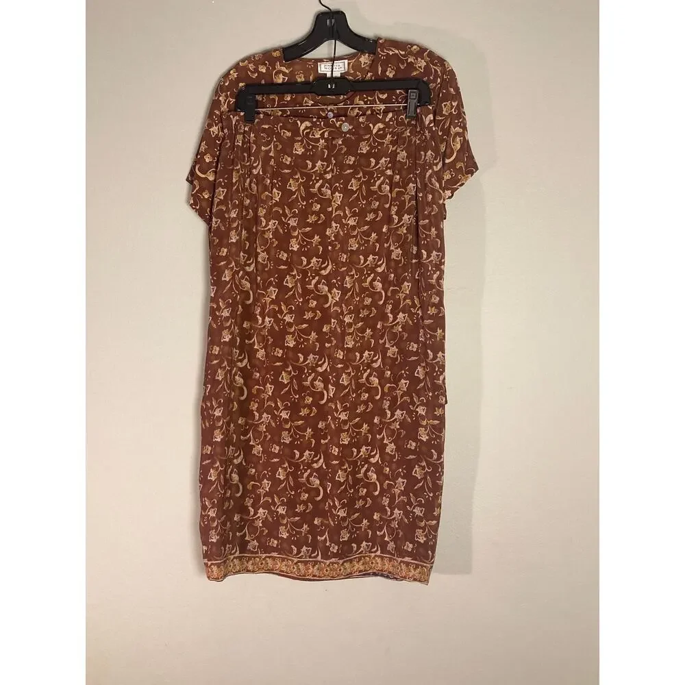 Vintage Silk Skirt Set Floral Blouse & Midi Jennifer Moore 90s ~ Sz 12/14 fits 8 - Picture 8 of 11
